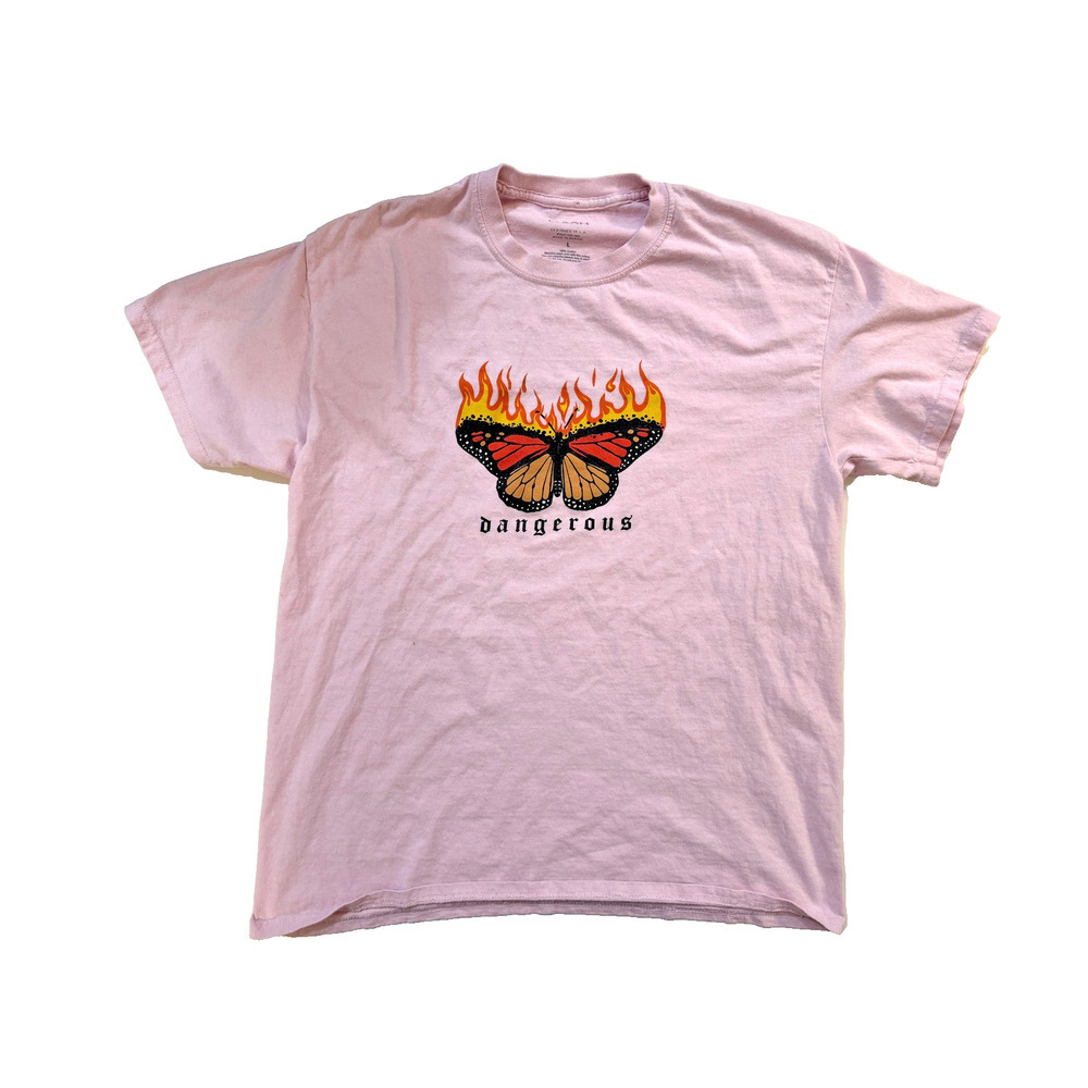 Eldon Dangerous Butterfly‎ Women Large Pink Graphic Flames Streetwear Y2K